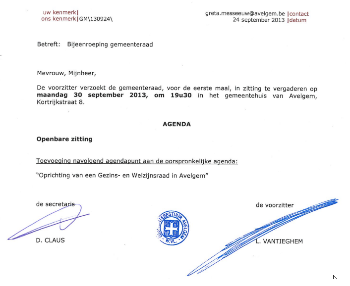 N-VA Avelgem - Oprichting gezins- en welzijnsraad door cd&v en sp.a verworpen GR 09-2013-agenda