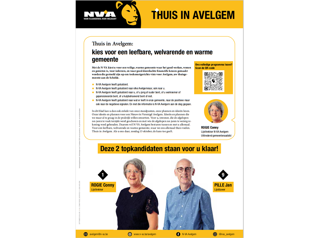 N-VA Avelgem - HAH verkiezingseditie okt. 2024 - speerpunten 
