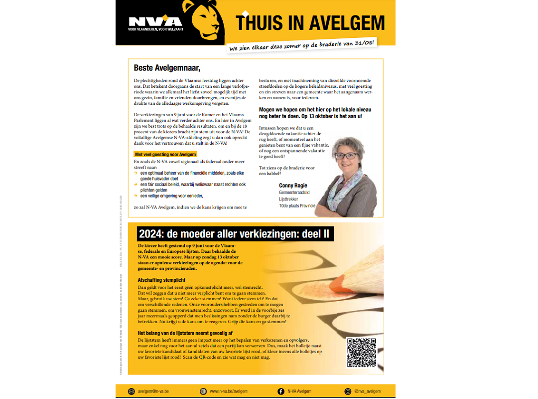 N-VA Avelgem - THUIS in Avelgem - magazine editie zomer '24